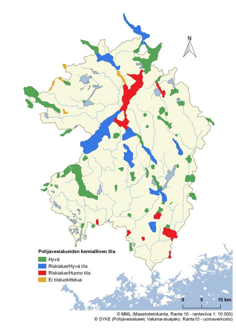 Pohjavesien määrä ja laatu Tiiviisti rakennetuilla pohjavesialueilla toteutetaan puhtaiden/puhdistettujen hulevesien hallittu imeyttäminen pohjavedestä riippuvaisten pienvesien turvaamiseksi.