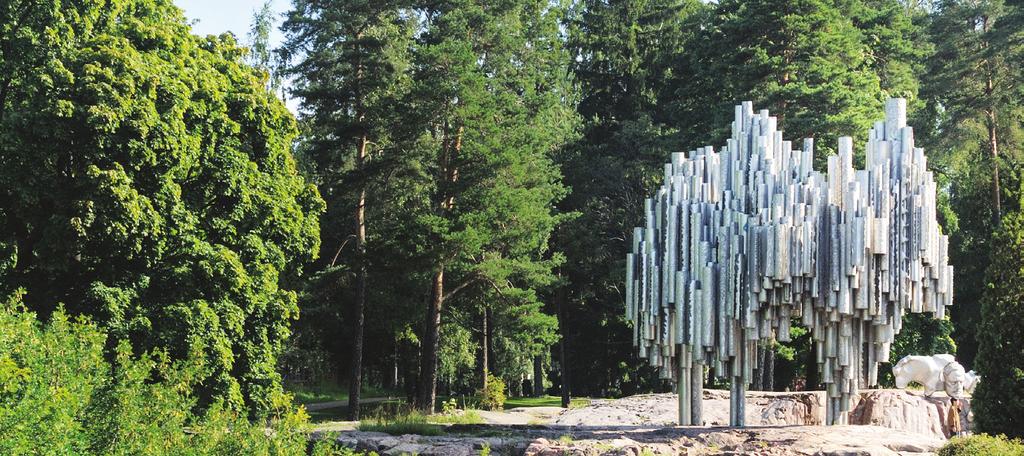 Sibelius-monumentti Helsingin matkailu- ja kongressitoimisto/paul Williams tuksia. Helsingin kaupunki nimesi 1945, Sibeliuksen täyttäessä 80 vuotta, Humallahdenpuiston Sibeliuksen puistoksi.