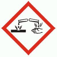 Varoitusmerkit : Huomiosana : Vaara Vaaralausekkeet : H318 Vaurioittaa vakavasti silmiä. H290 Voi syövyttää metalleja. Turvalausekkeet : P264 Pese kädet huolellisesti käsittelyn jälkeen.
