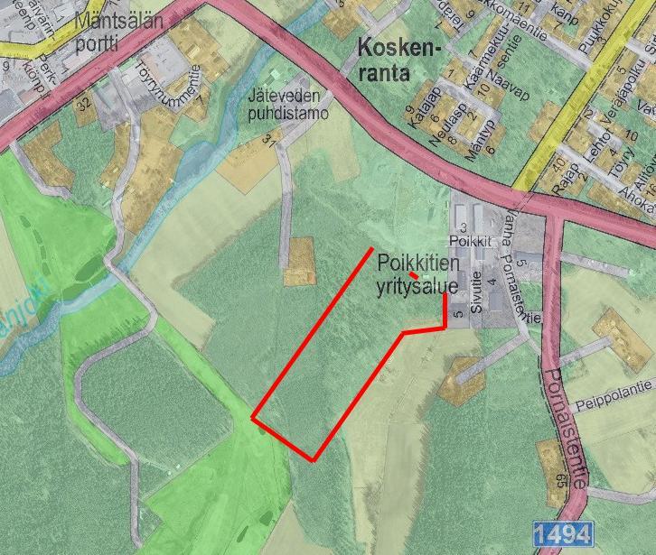 14 Linnala etelä yritysalue Linnalan yritysalue on lähes täyteen rakennettu ja osayleiskaava osoittaa kasvusuunnaksi Helsingintie Mt140 ja Moottoritien välisen alueen.