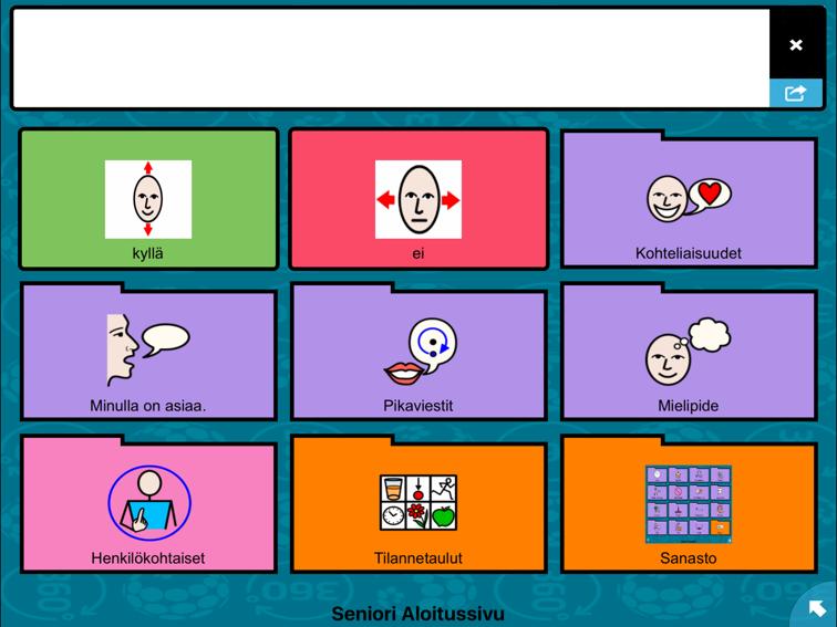 Sisältö Seniori-tauluston sanasto on suunnattu aikuisille ja sanasto noudatteleekin pitkälti Seniori - kommunikointikansion sanastoa.