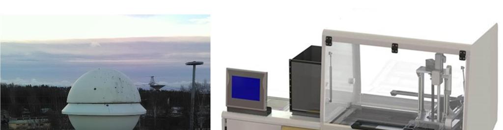 Kuva 5. STUKin katolla on hiukkaskeräin (ilmanottokorkeus 1 m) ja laboratoriotiloissa automaattinen hiukkasanalysaattori (JL-500 Cinderella G2). (Kuva: STUK) Torstain 3.