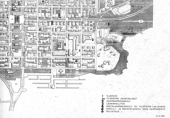 28 Kasarmialueen vanhentuneen, mutta edelleen voimassa olevan asemakaavan, suunnitteli arkkitehti Erik Kråkström vuonna 1965, pääosin tulevien yliopistoyksikköjen tarpeisiin.