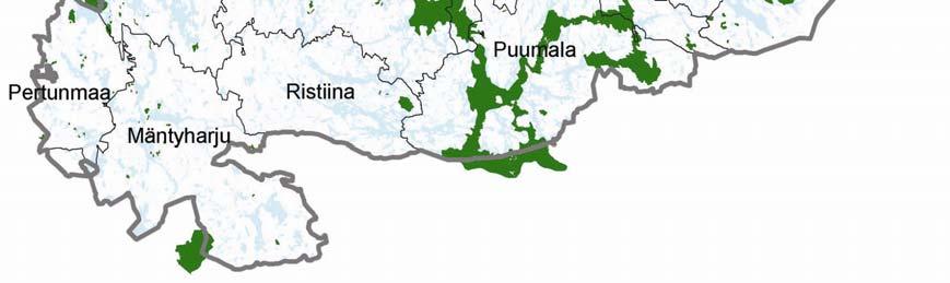 Lietvesi (FI0500024), Pohjois-Karjalan puolelle ulottuvia Puruvesi (FI0500035) ja Oriveden-Pyhäselän saaristot (FI0700018), Keski-Suomen puolelle