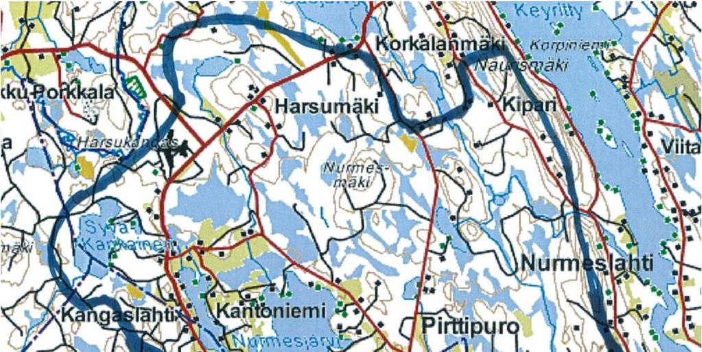 Nurmesjärvi fosforikuormitus (Vemala-malli) Maatalous 43 %, peltoa 756 ha (6% valuma-alueesta)