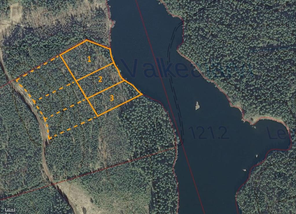 Valkeajärvi, Väärinmajan kylä Lomarakennuspaikka 25 000-30 000 euroa Loma-asuntojen rakennuspaikat Valkeajärven rannalla: 1) pinta-ala n. 6 000 m 2 2) pinta-ala n. 5 000 m 2 3) pinta-ala n.