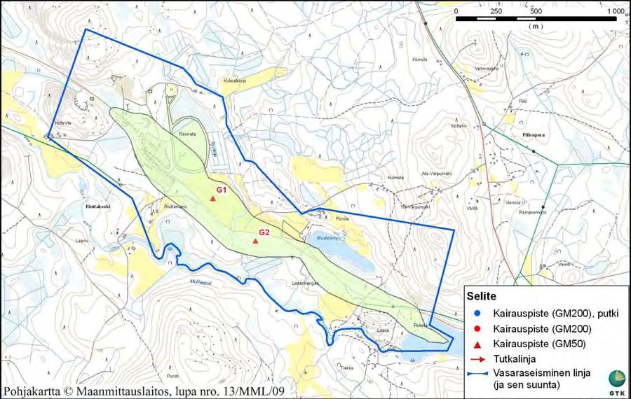 Keski-Suomen liitto Keski-Suomen POSKI projekti 2009, Pohjavesikohteet 24 ei saatu. Pohjavedenpinta oli kairausten aikana n. 4 metrin syvyydellä maanpinnasta.