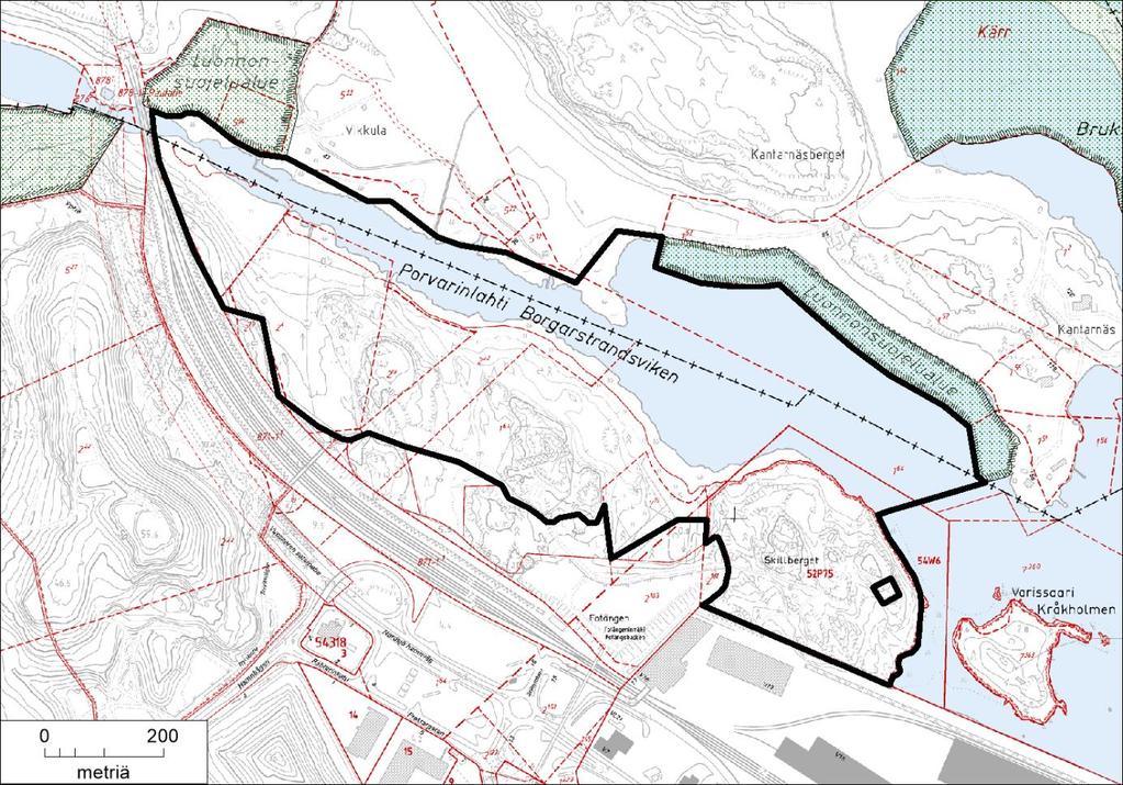 24. Porvarinlahden eteläranta (rauhoitus valmisteilla) Pinta-ala 41,8 ha Kasvistollisesti ja linnustollisesti arvokas selännealue, joka sijaitsee Porvarinlahden ja Vuosaaren sataman ratapihan välissä.