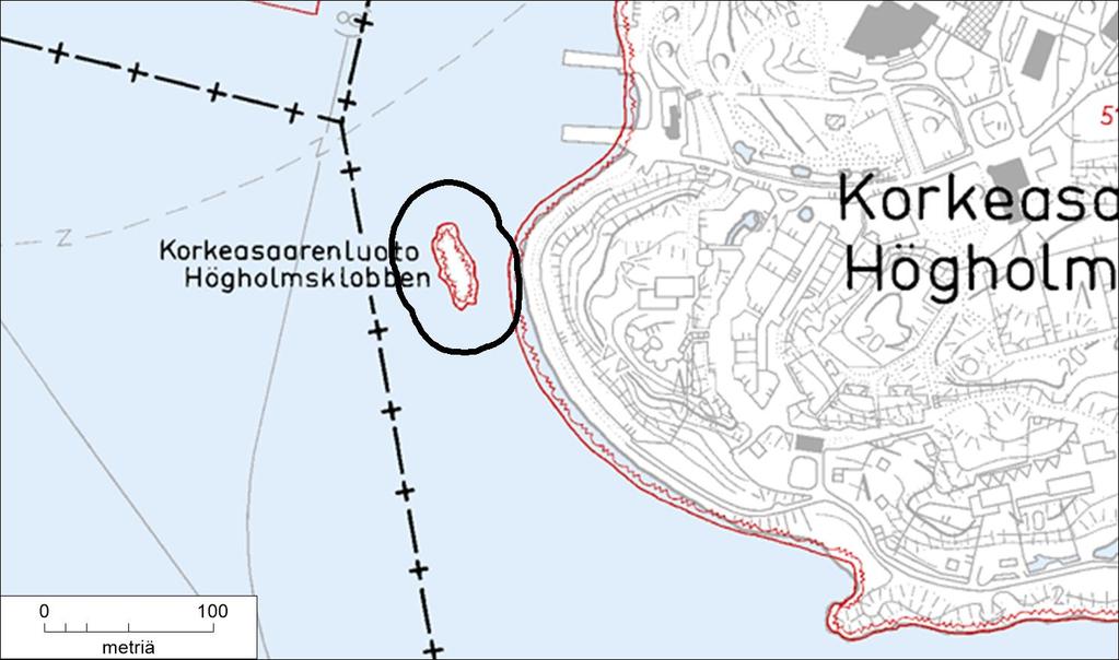 35. Korkeasaarenluoto Pinta-ala 0,58 ha Korkeasaaren länsipuolella sijaitseva pieni kallioluoto, jonka lintulajisto on luodon kokoon nähden huomattava. Avaintekijänä ovat heinikkoiset painanteet.