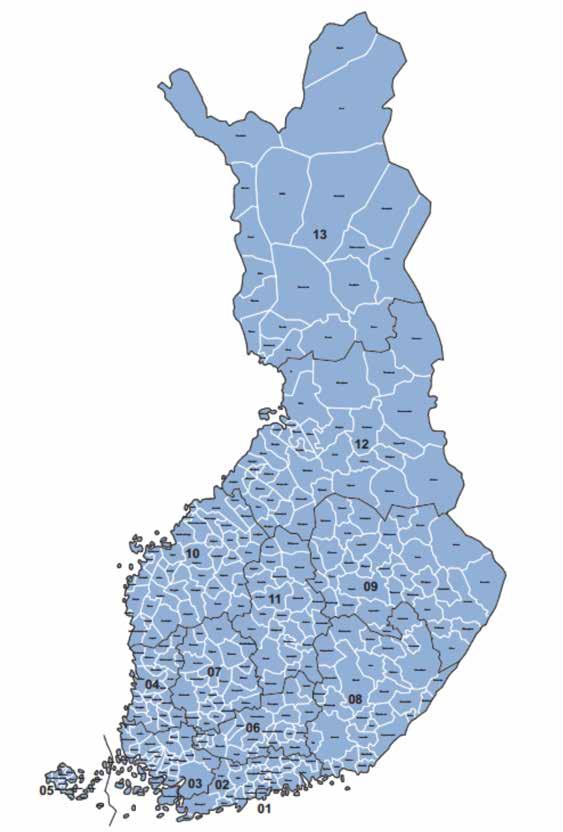 POLIITTISEN OSALLISTUMISEN ERIYTYMINEN Eduskuntavaalitutkimus 2015 Kuvio 10.1. Vaalipiirit vuoden 2015 eduskuntavaaleissa.