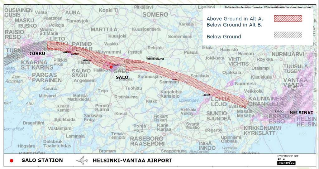 Tutkittu käytävä välillä
