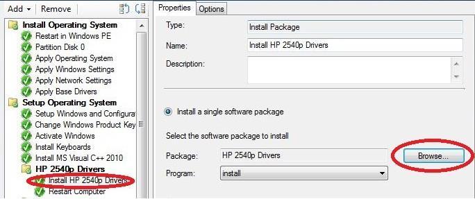 10. Install Package askelma nimetään asennettavan konemallin mukaan.