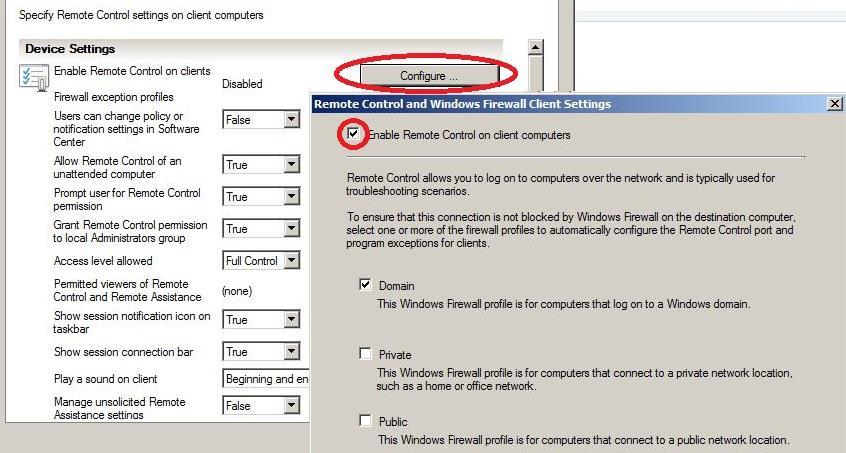 taan Enable remote Control on Clients- kohdassa Configure painiketta. Tämä on korostettu kuvassa 21. Kuva 21.