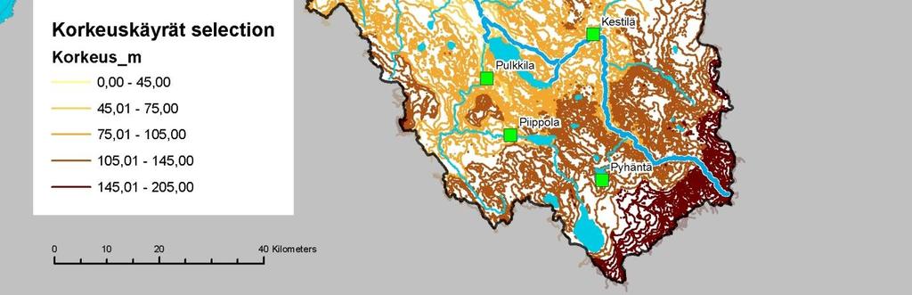 Rakennetut ja maatalousalueet keskittyvät pääasiassa vesistöalueen keski- ja alaosaan (kuva2.7). Siikajoen vesistöalueella on yhteensä 43 luonnonsuojelualuetta.