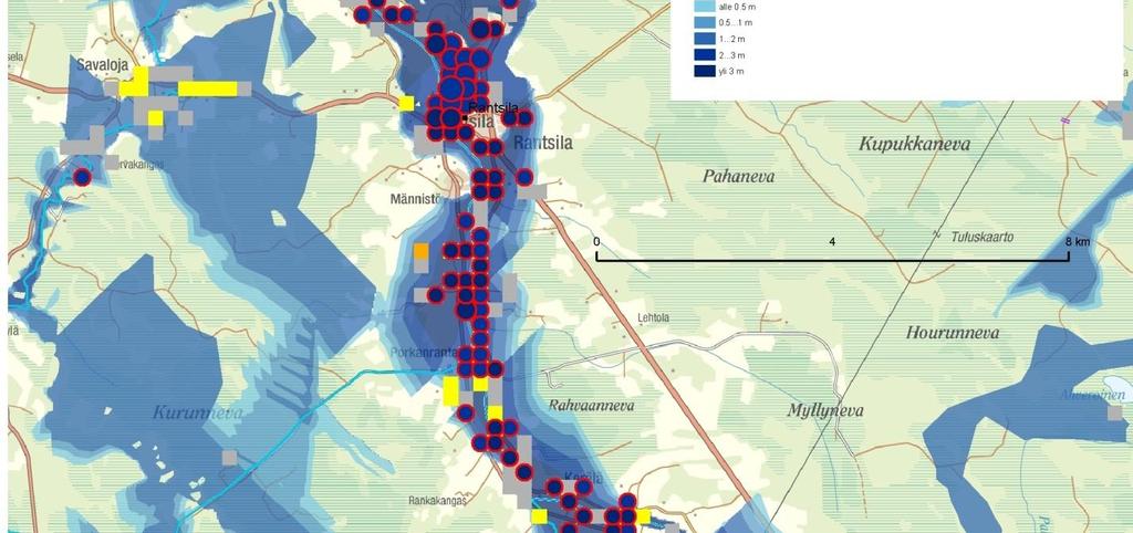 3 Karkealla tulva-alueella olevien asukkaiden lukumäärä