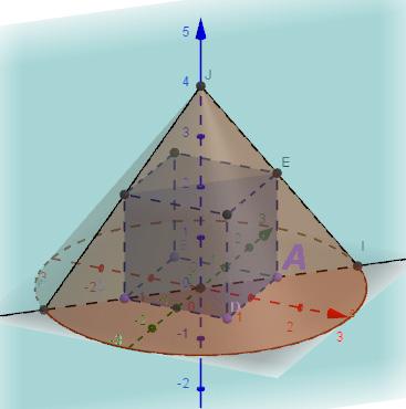Geogebralla on piirretty taso kolmen pisteen kautta kuvan 4 kuutioon ja saatu poikkileikkaus. Ehdottomasti lempi työkaluni kolmiulotteisessa geometriassa. tamani kuution tilavuus on 8,73 m³.