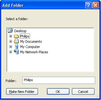Valitse Add Folder (Lisää kansio) -ikkunassa musiikki-, kuva- tai videokansio, jonka haluat jakaa muiden