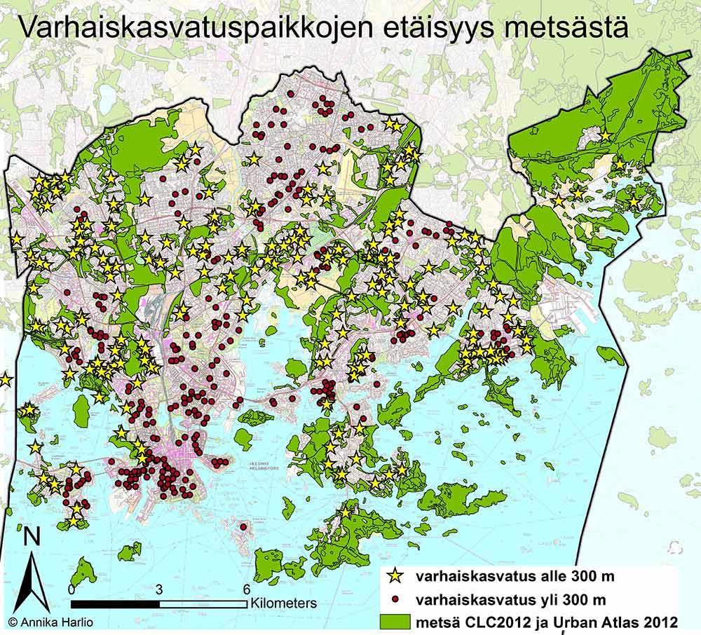 Päiväkotien sijainti Helsingissä 43 % varhaiskasvatuspaikoista