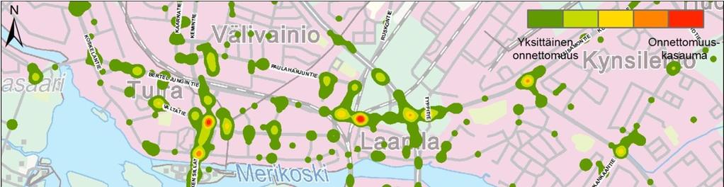 Oulun liikenneturvallisuussuunnitelma 10(18) Viiden vuoden onnettomuusaineiston perusteella Oulun liikenneonnettomuuksista noin joka kuudes on