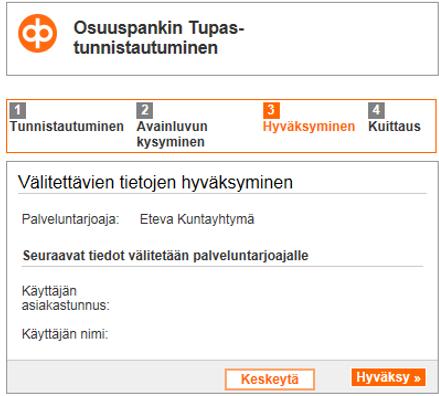 Ohje 4 (13) Hyväksy välitettävät tiedot Hyväksy