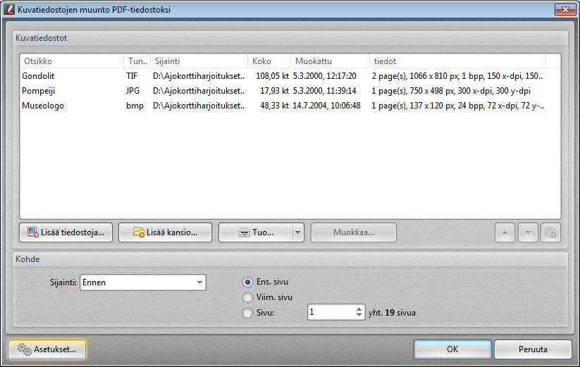 116 PDF-XChange ja Editor Plus 6.0 3.2 Sivujen lisääminen muista tiedostoista Voit lisätä dokumenttiin sivuja myös kuvatiedostoista, tekstitiedostoista tai suoraan skannerilta lukemalla.
