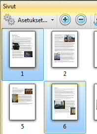 120 PDF-XChange ja Editor Plus 6.0 3.4 Sivujen poistaminen Voit poistaa sivuja Dokumentti (Document) -valikon, sivujen pienoiskuvien Asetukset... (Options...) -valikon tai pikavalikon poistokomennolla.