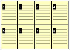 Sivuja arkilla (Page Per Sheet). PDF-XChangen avulla voidaan tulostaa 1, 2, 4, 6, 8, 9 tai 16 sivua yhdelle arkille. Kun valitset sivumäärän, näet esikatselukuvassa mallin.