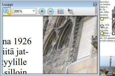 90 PDF-XChange ja Editor Plus 6.0 Luuppi Valitse Työkalut Zoomaus (Tools Zoom Tools) -valikosta Luuppityökalu (Loupe Tool).