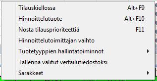 HINNOITTELUTUOTTEEN VAIHTAMINEN USEILLE TUOTETYYPEILLE KERRALLA Hinnoittelutuotteen vaihtaminen voidaan tehdä kerralla kaikille rajatuille tuotetyypeille.