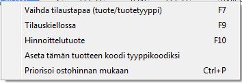 TUOTETYYPIN TYYPPIKOODIN VAIHTAMINEN, TUOTETYYPPIEN YHDISTÄMINEN TUOTETYYPIN TYYPPIKOODIN VAIHTAMINEN VAPAASTI --> Tuotetyypin koodi voidaan vaihtaa tarvittaessa.