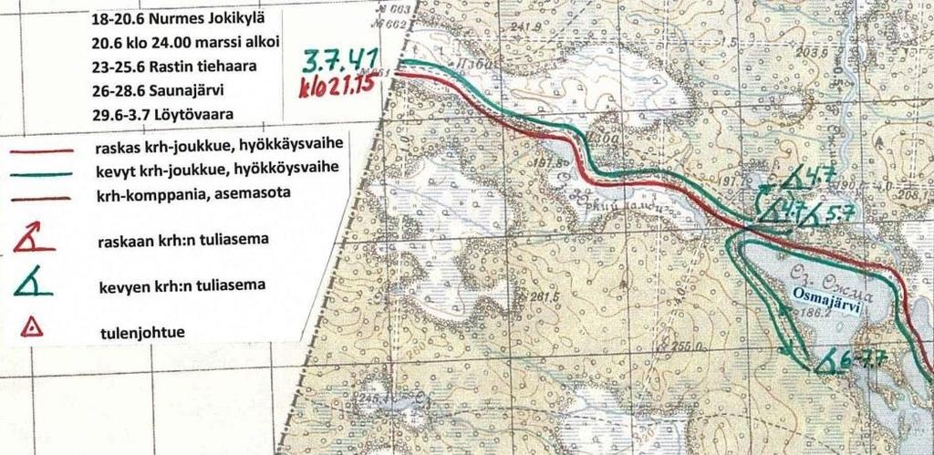 7, jossa kevyt joukkue oli I/JR31:lle alistettuna neljässä eri tuliasemassa Osmajärven ympäristössä käyttäen 60 kranaattia.