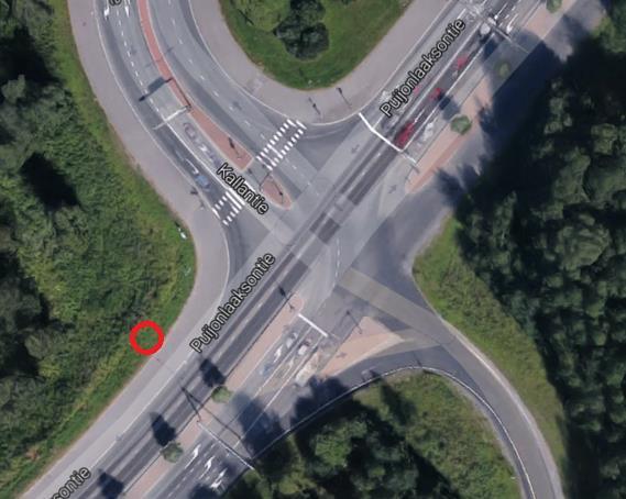 Puijonlaaksontien ja Kallantien risteys Useita onnettomuuksia johtuen liikennevaloissa punaisia päin ajamisesta Yksi Kuopion