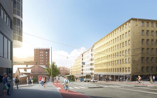 56 lään. Viidennen linjan ja Haapaniemen kadun suuntaan ohjataan muu henkilöautoliikenne. Moottoriajoneuvoliikenteeltä katkaistaan ajoyhteydet Kolmannen linjan ja Näkinkujan risteyksien kohdalta.
