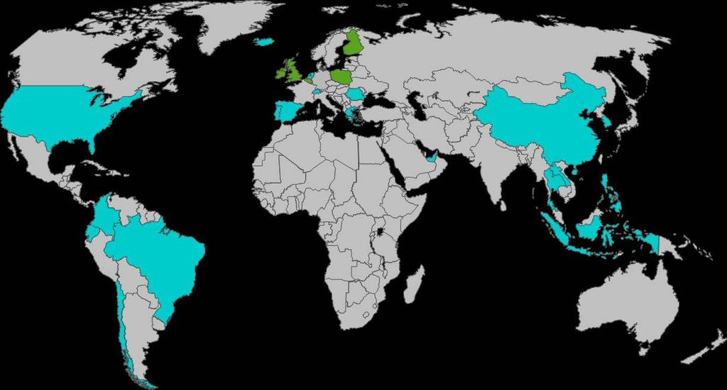 Benecol-tuotteet myynnissä noin 30 maassa, joista 6 on Raision kotimarkkinoita Raision omat Benecolkuluttajatuotteiden kotimarkkinat: Belgia, Hong Kong, Irlanti, Iso-Britannia, Puola ja Suomi SUOMI