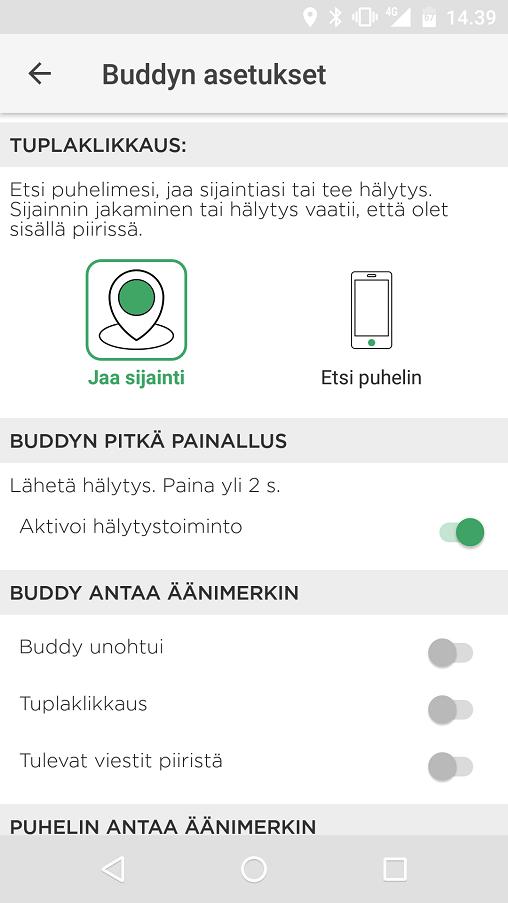 Buddyn asetukset Buddyn asetuksista voit muuttaa