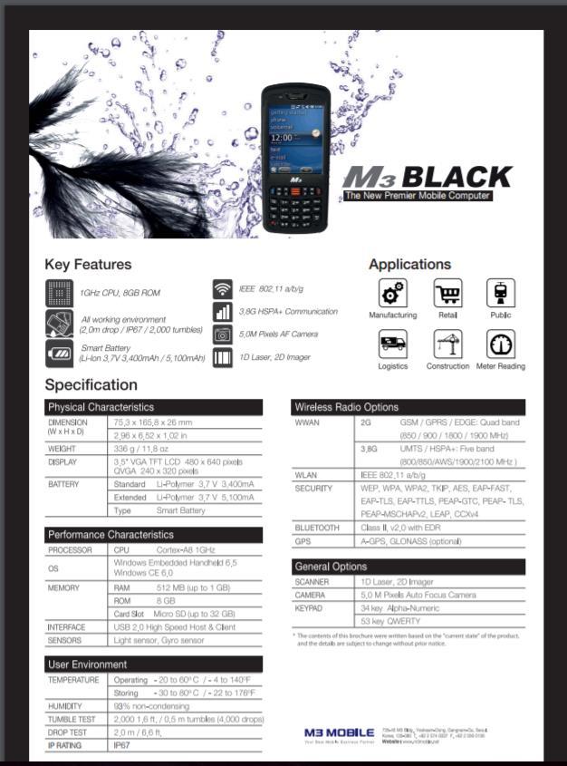 M3 Mobile BLACK. M3 Mobile. Saatavissa: LIITE 1 http://aitohandheld.