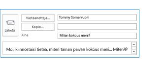 3 Kun Outlook käynnistyy, luo uusi sähköpostiviesti painamalla seuraavia näppäimiä: Ctrl + N 4 Lisää vastaanottajat,