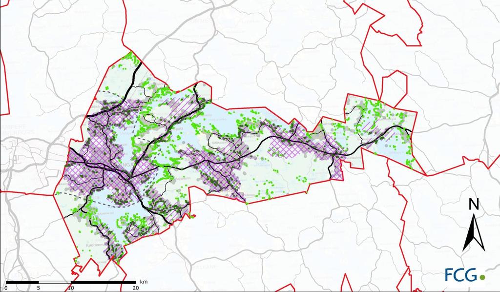 Käyttötarkoituksen muuttamisen kannalta edullisimpien vyöhykkeiden määrittely FCG suunnittelu ja tekniikka Loma-asuntoja yhteensä 4 900 Vakituisesti asuttu vyöhyke Kasvutaajamien kehittämisvyöhyke