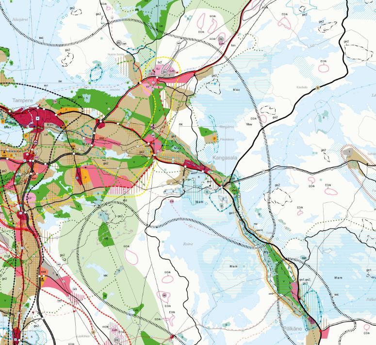 Pirkanmaan maakuntakaavan 2040 Kasvutaajamien kehittämisvyöhyke kk6 FCG suunnittelu ja tekniikka Merkinnällä osoitetaan maakuntakaavan tavoitevuoden 2040 jälkeiset mahdolliset taajama-alueet ja