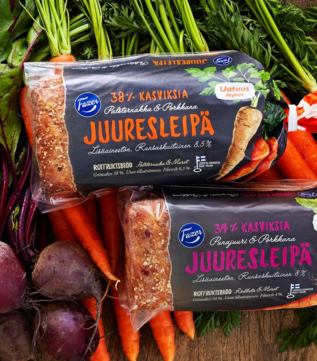 Uudistettu, terveellinen tuotevalikoima houkuttelee uusia kuluttajia Fazer Leipomoiden visio on olla kuluttajille vastustamaton ja asiakkaille korvaamaton.
