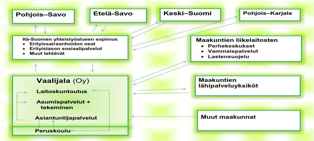 Erityishuolto Liikelaitos Vaalijalan kuntayhtymän palvelut muodostavat toiminnallisen kokonaisuuden, joka palvelee ensisijaisesti tulevaa Itä-Suomen