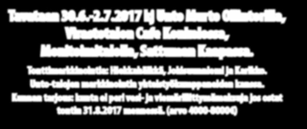 00-14.00 Avoimien ovien päivä Avoimien ovien päivä verstaalla, tilat alakoulun päädyssä. Tutustu entisöintiin ja uusien puutuotteiden tekoon. Sattuman Verstas Rautavaaran Työraitti ry 8.00-18.