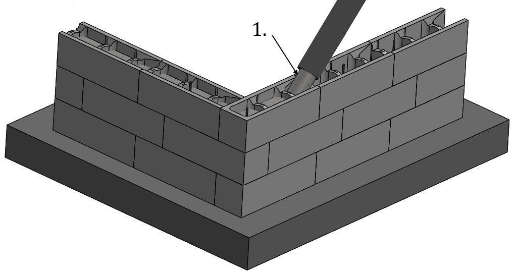 Urat voidaan tehda lyo ma lla harkon kannas rikki esimerkiksi muurarin vasaralla. Muottiharkkoseinien raudoitus asennetaan rakennesuunnitelmien mukaisesti. (1.