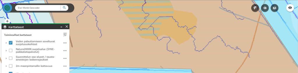 Veden palauttamiseen soveltuvat suoje-1lusuot -karttapalvelu Huomioi, että