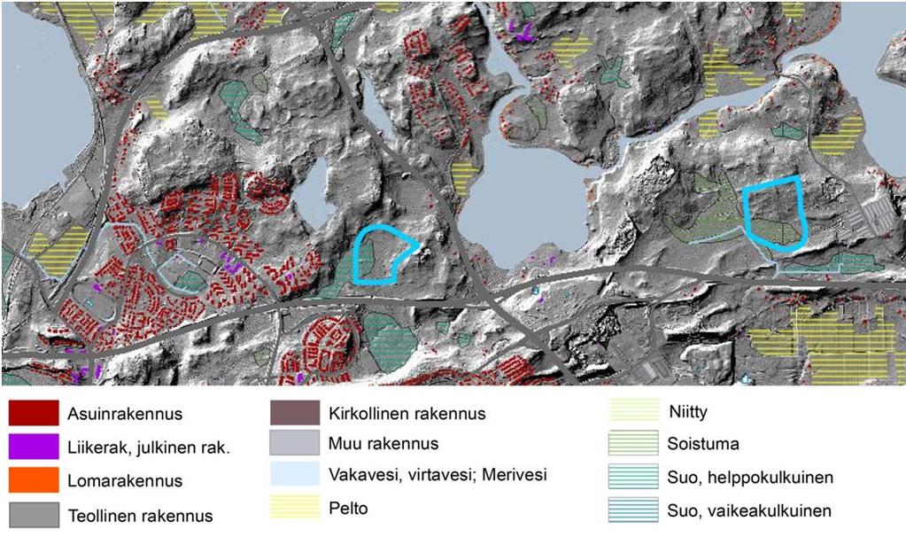 Kouvolan kaupunki, puhtaiden ylijäämämaiden läjitysalueen YVA-ohjelma 59 5.9 Maisema ja kulttuuriympäristö 5.9.1 Maisema, maisemakuva Hankealueet sijoittuvat metsäisille selännevyöhykkeille I Salpausselän reunamuodostuman yhteyteen.