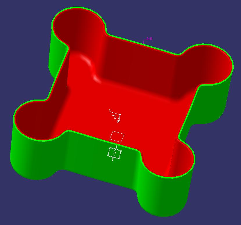 5. Skaalaa pinnat, jotka syntyivät Core.1 ja Cavity.1 Geometrical set :n alle Scaling työkalulla.