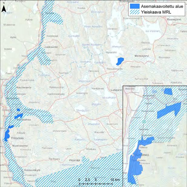 1 Pello Pellossa on laadittu oikeusvaikutteiset yleiskaavat seuraaville alueille: kuntakeskus, Tornionjokivarsi sekä rantayleiskaava Miekojärven alueelle.