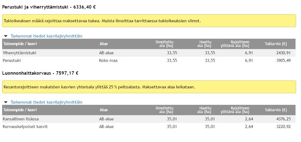 Perustuki ja LHK Ilmoitettu ala on maksuala ei