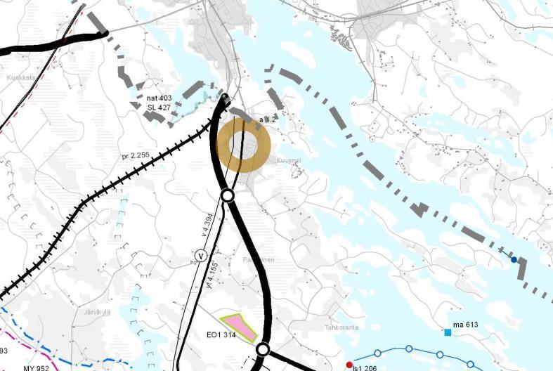 Joroisten kunta 4(7) Kuva 3: Ote hyväksytystä Etelä-Savon maakuntakaavasta. Suunnittelualue merkitty punaisella soikiolla. Etelä-Savon maakuntavaltuusto hyväksyi Etelä-Savon 1. vaihemaakuntakaavan 9.