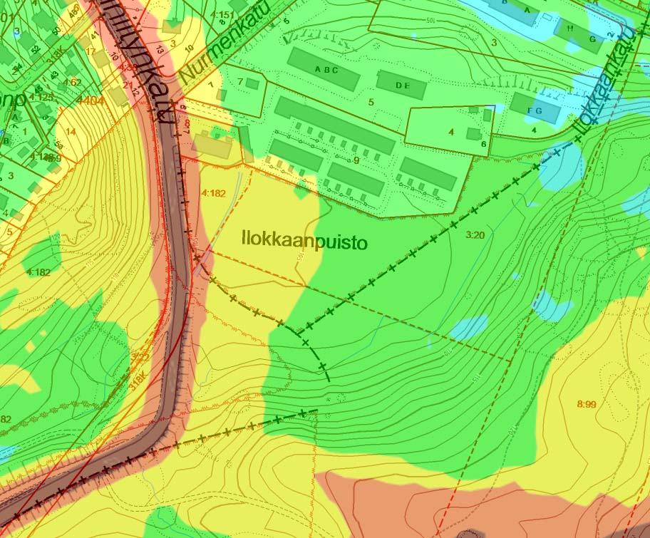 7 Ympäristönsuojelu ja ympäristöhäiriöt Tampereen kaupungin meluselvityksen (2012) mukaan suunnittelualue sijaitsee osittain Hylliniitykadun liikennemelualueella.